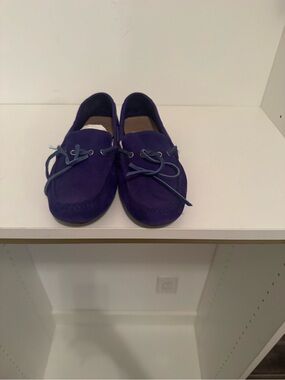 Cole Haan Blue Suede Moccasin Loafers with Blue Laces